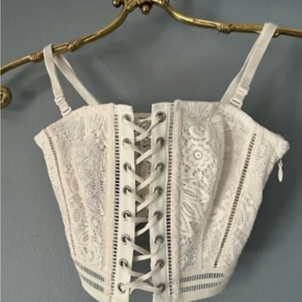 Victoria's Secret Lace-Up White Crop Top